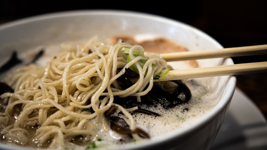 Ramen noodle soup recipe with creamy chafing chowder topping